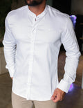 CAMISA M/L SLIM FIT GOLA PADRE BRANCA ZIPOFF