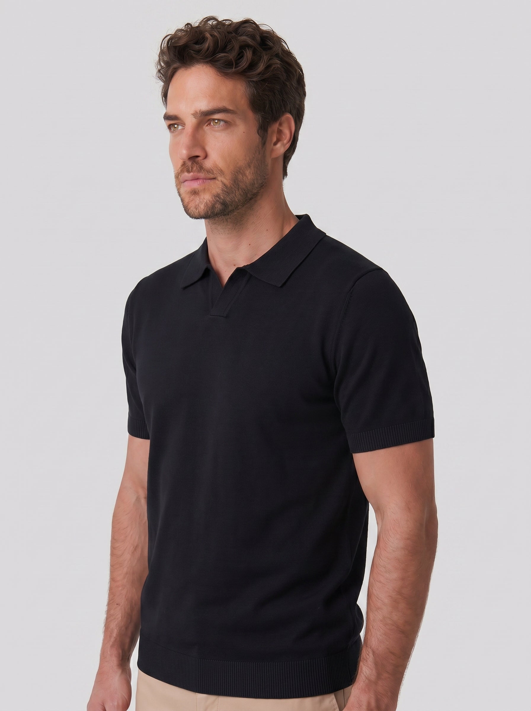 POLO V TRICOT ITALIANO PRETA ZIGMA
