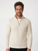 SUETER TRICÔ QUARTER ZIPER TEXTURE OFF WHITE ZIGMA