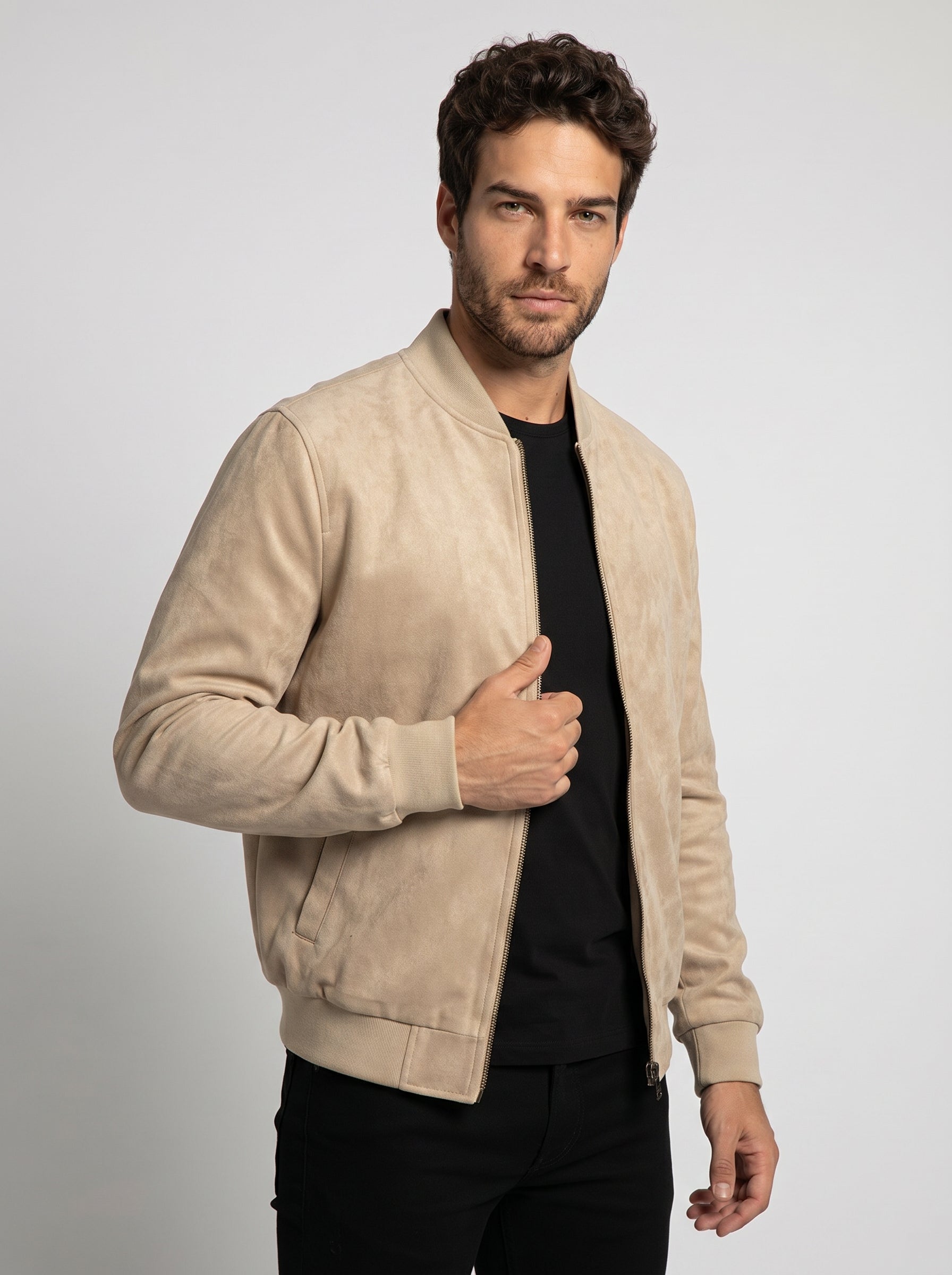 JAQUETA BOMBER SUEDE CAQUI ZIGMA