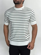 CAMISETA TRICOT LISTRADA PORTOFINO BRANCA ZIGMA