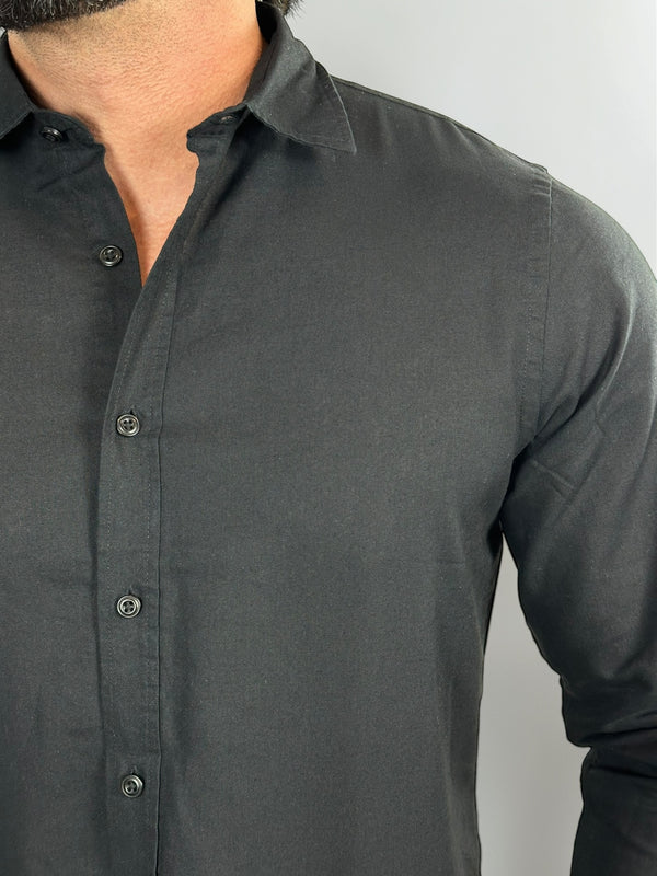 CAMISA M/L LINHO BLEND PRETO ZIGMA