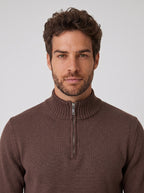 SUETER TRICOT QUARTER ZIP MARROM ZIGMA