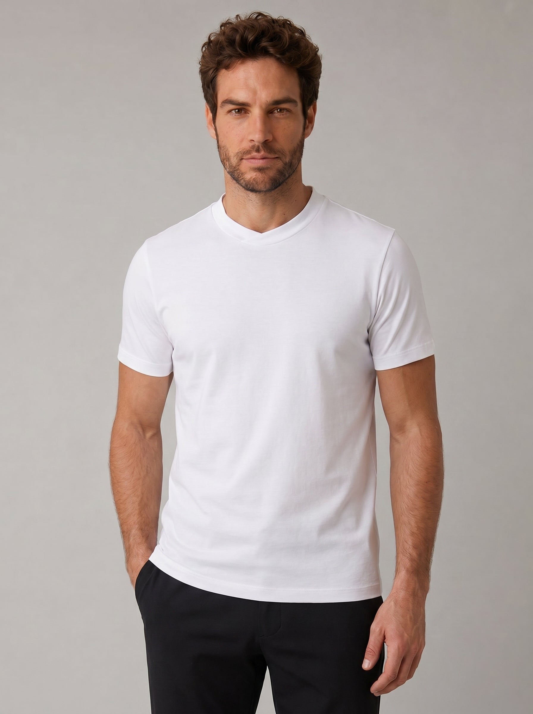 CAMISETA SUEDINE GOLA CRUZADA BRANCA ZIGMA