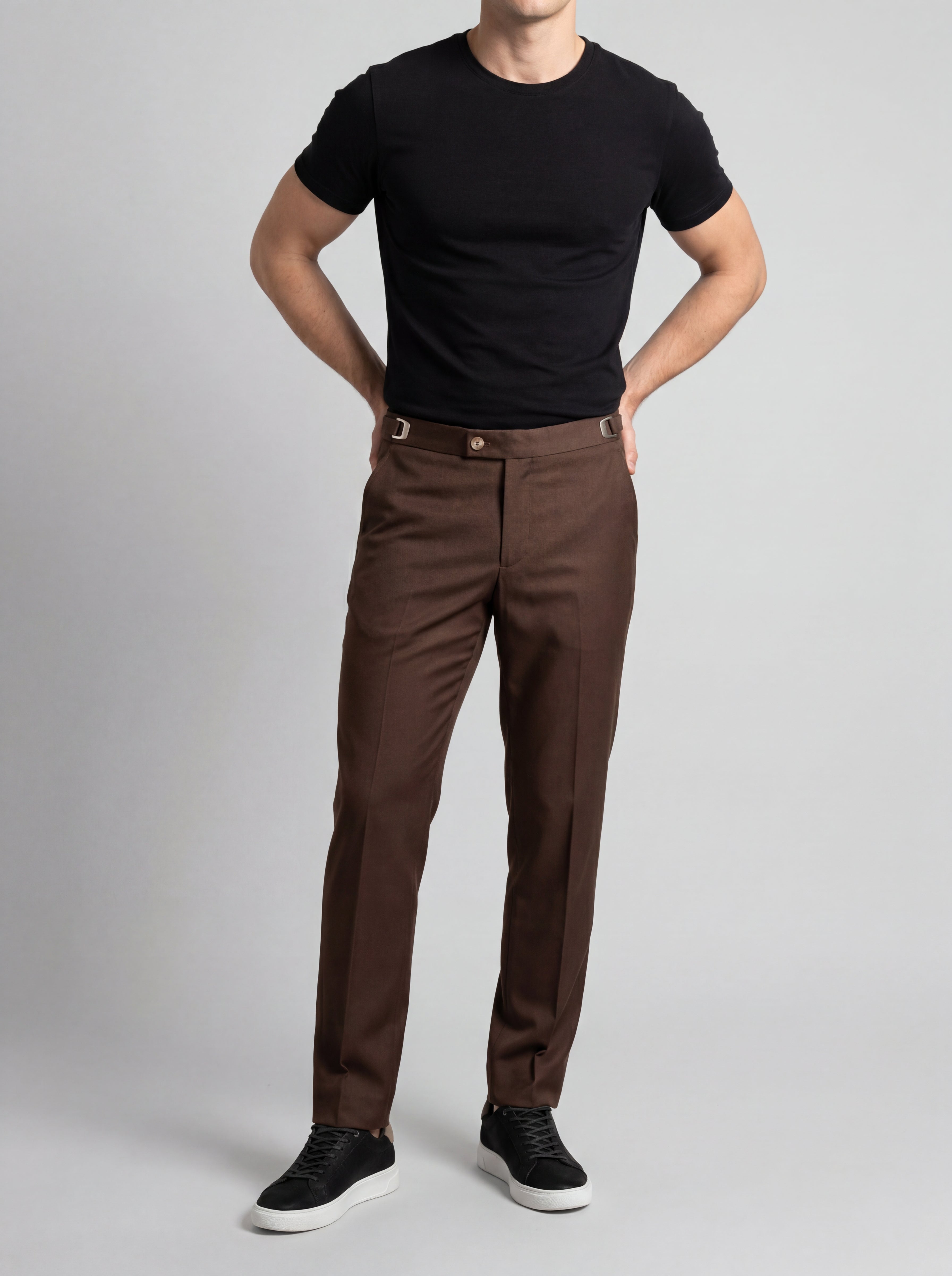 CALÇA ALF VIENA AJUSTE LATERAL MARROM ZIGMA
