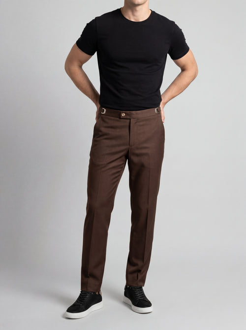 CALÇA ALF VIENA AJUSTE LATERAL MARROM ZIGMA