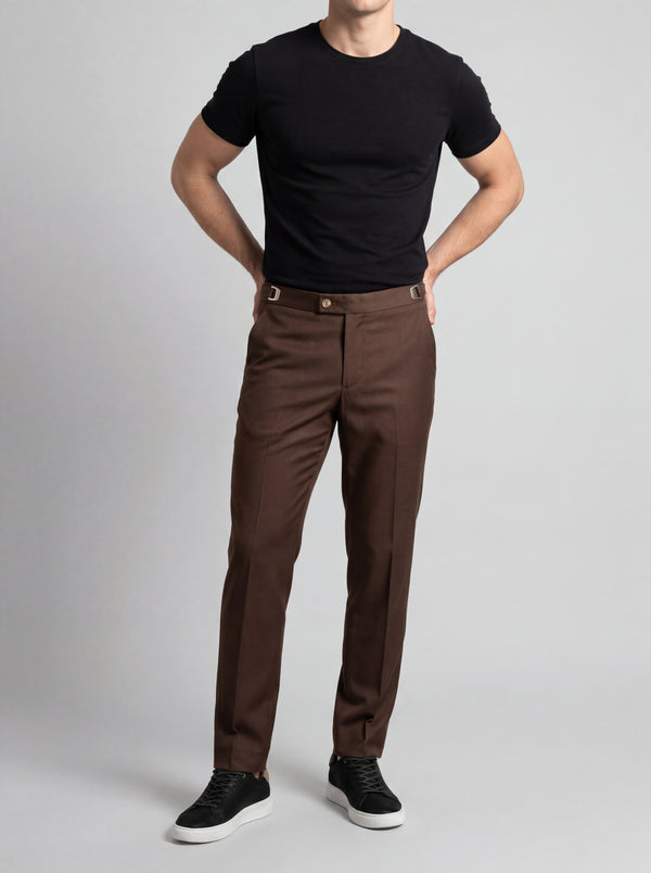 CALÇA ALF VIENA AJUSTE LATERAL MARROM ZIGMA