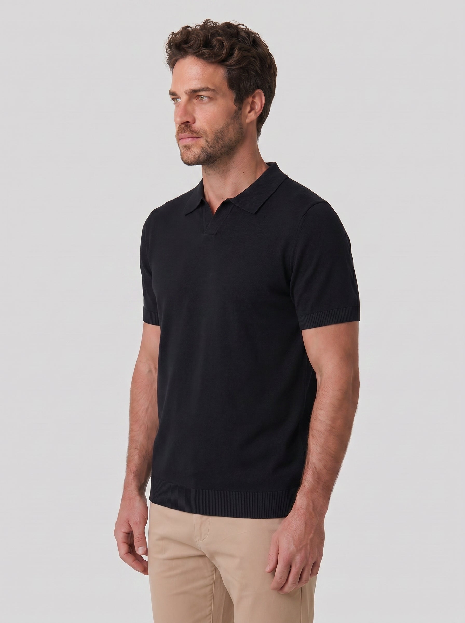 POLO V TRICOT ITALIANO PRETA ZIGMA
