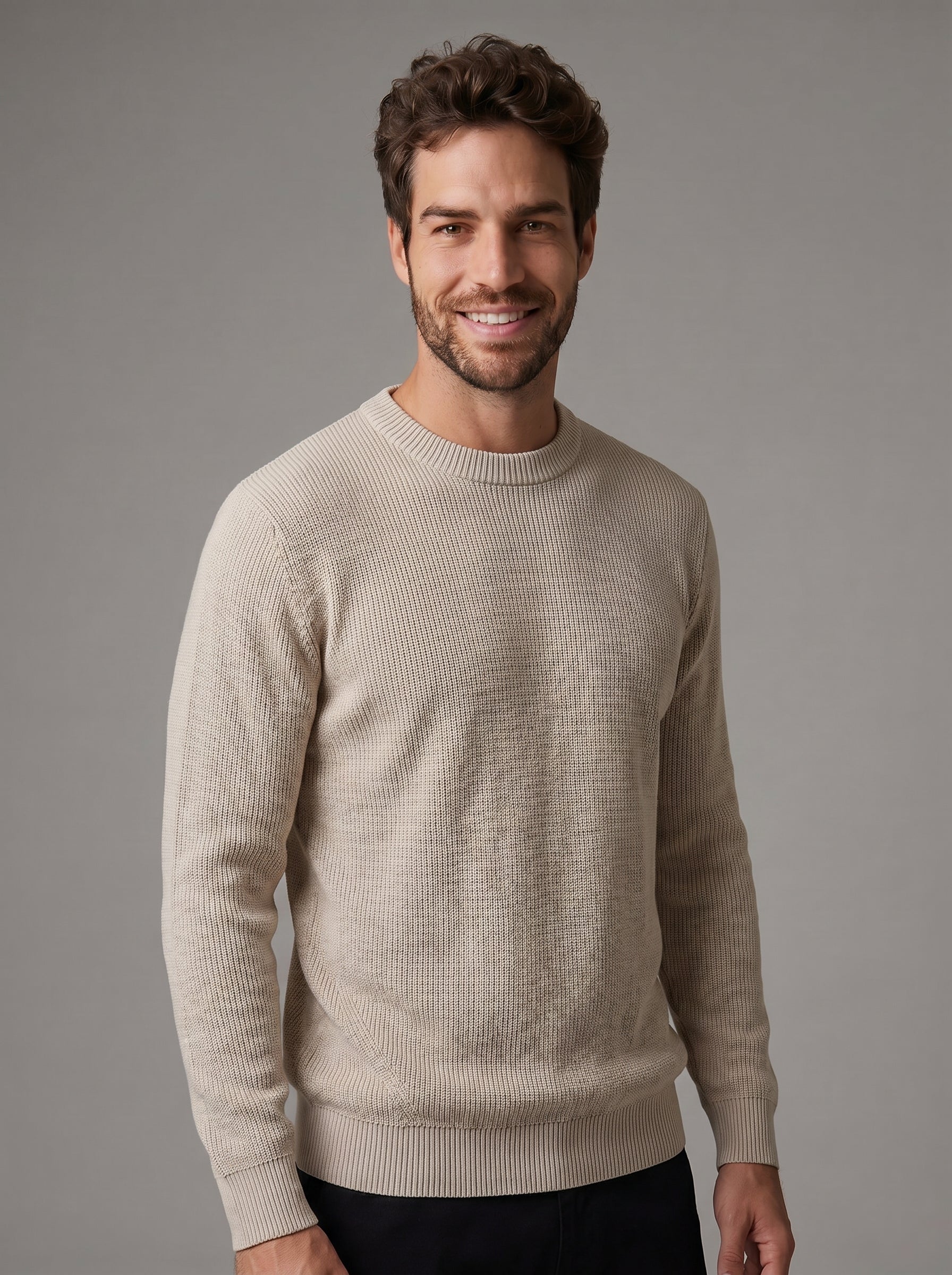 SUETER TRICOT CANELADO AREIA ZIGMA