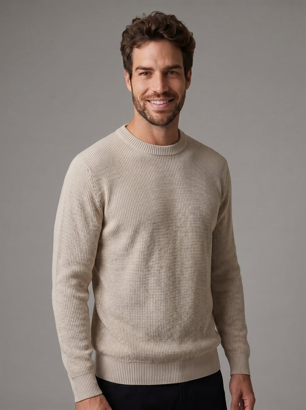 SUETER TRICOT CANELADO AREIA ZIGMA