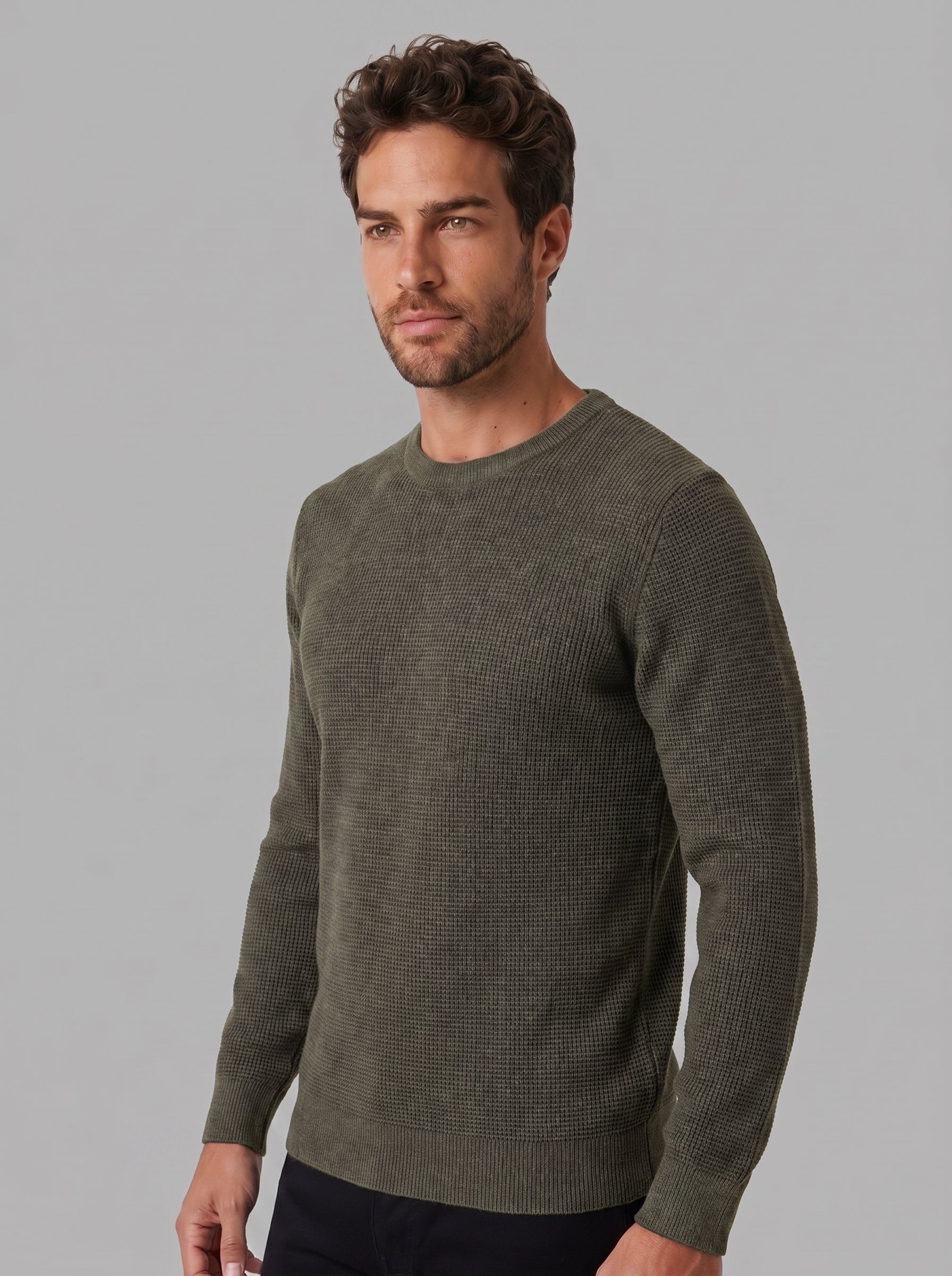 SUETER TRICOT WAFFLE VERDE MILITAR ZIGMA