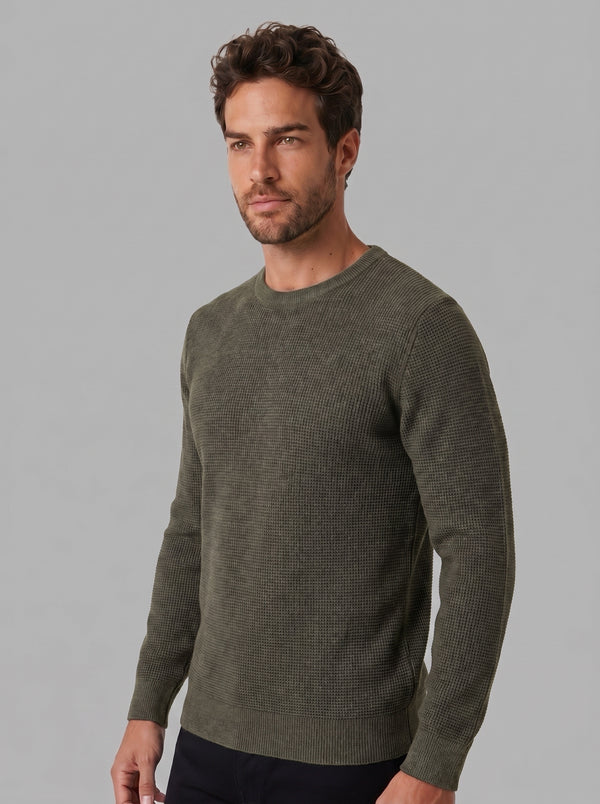 SUETER TRICOT WAFFLE VERDE MILITAR ZIGMA