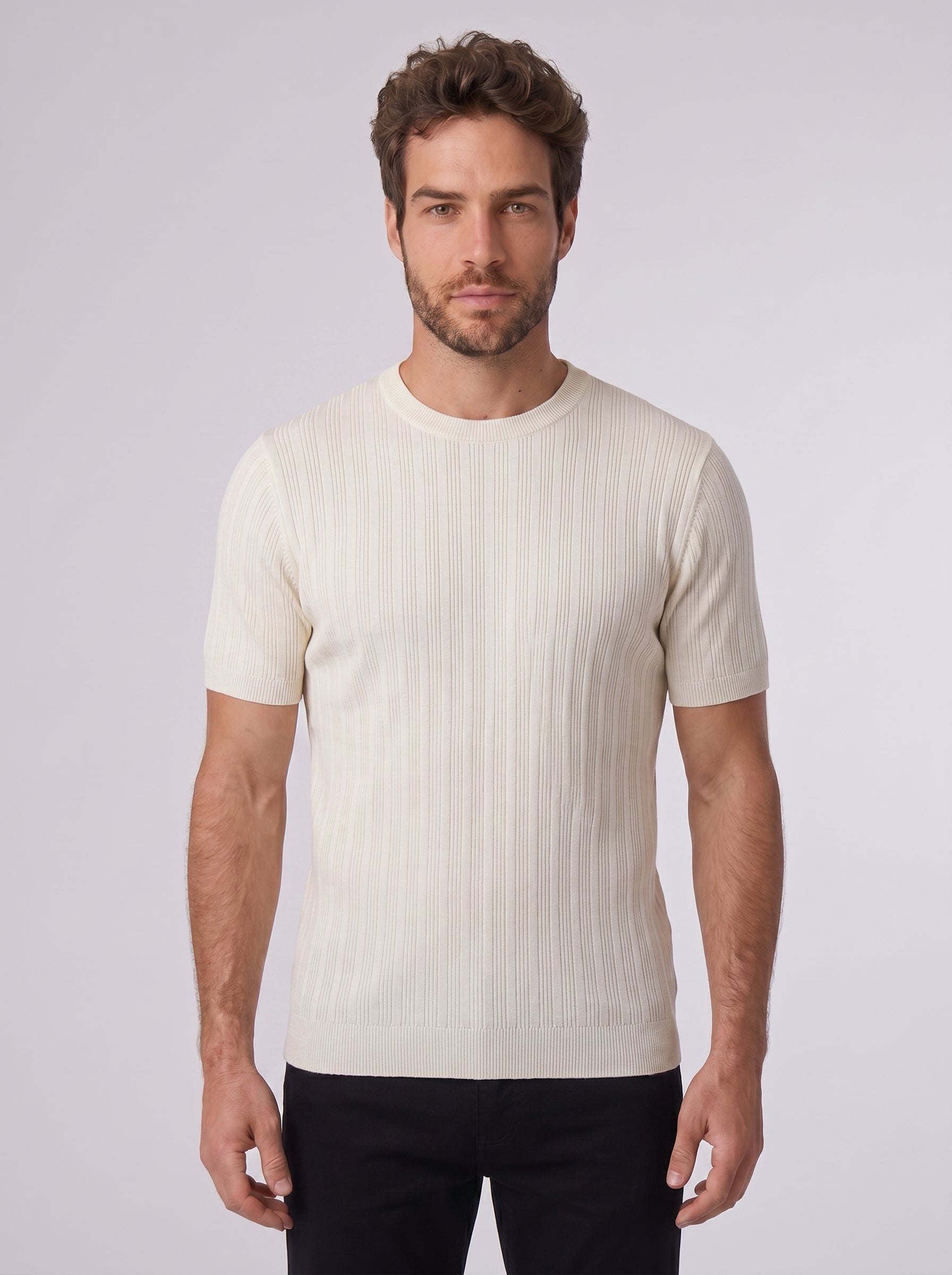 CAMISETA SLIM TRICOT PORTOFINO CREME ZIGMA