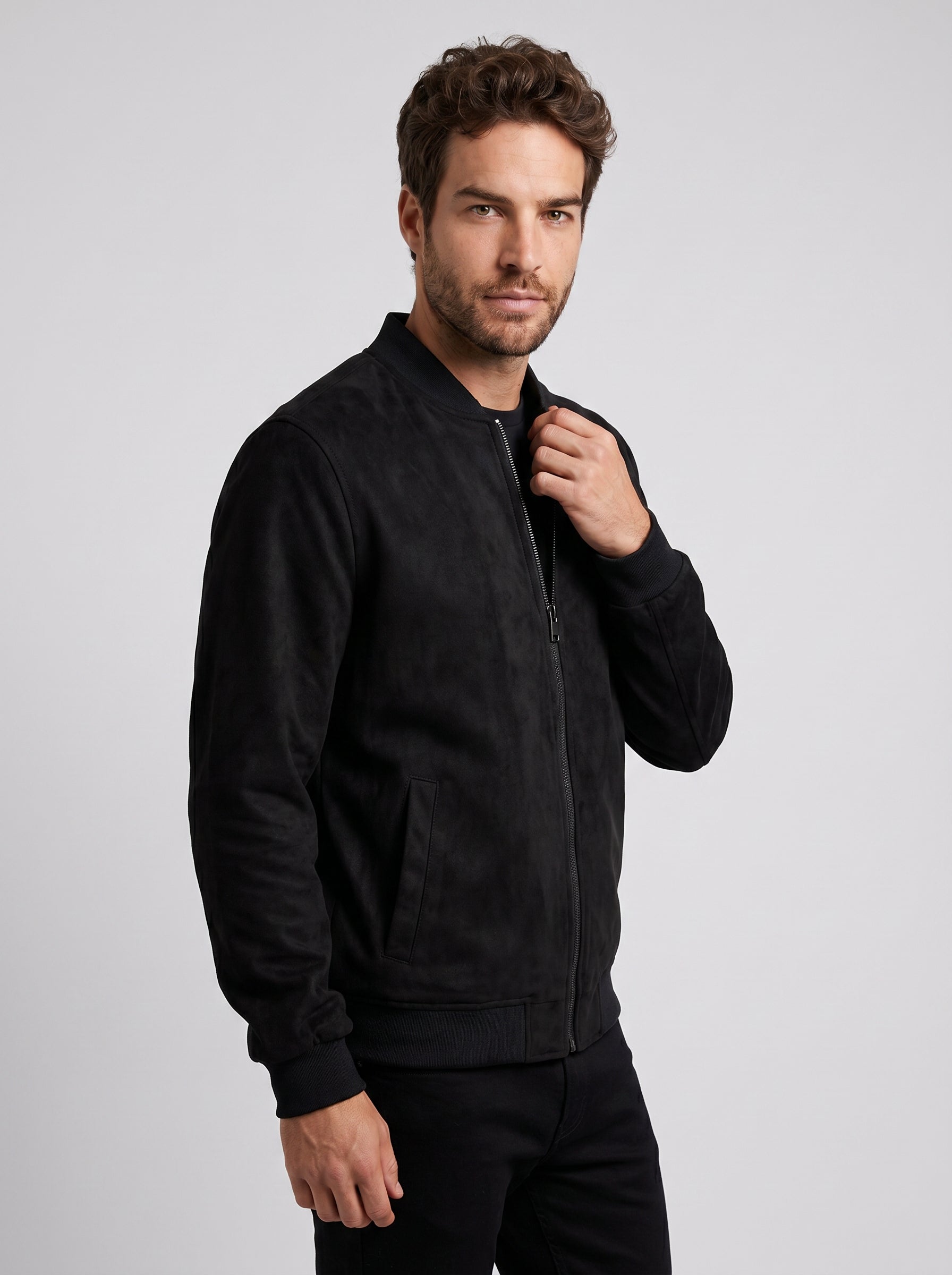JAQUETA BOMBER SUEDE PRETA ZIGMA