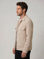 JAQUETA OVERSHIRT COTELÊ BEGE ZIGMA