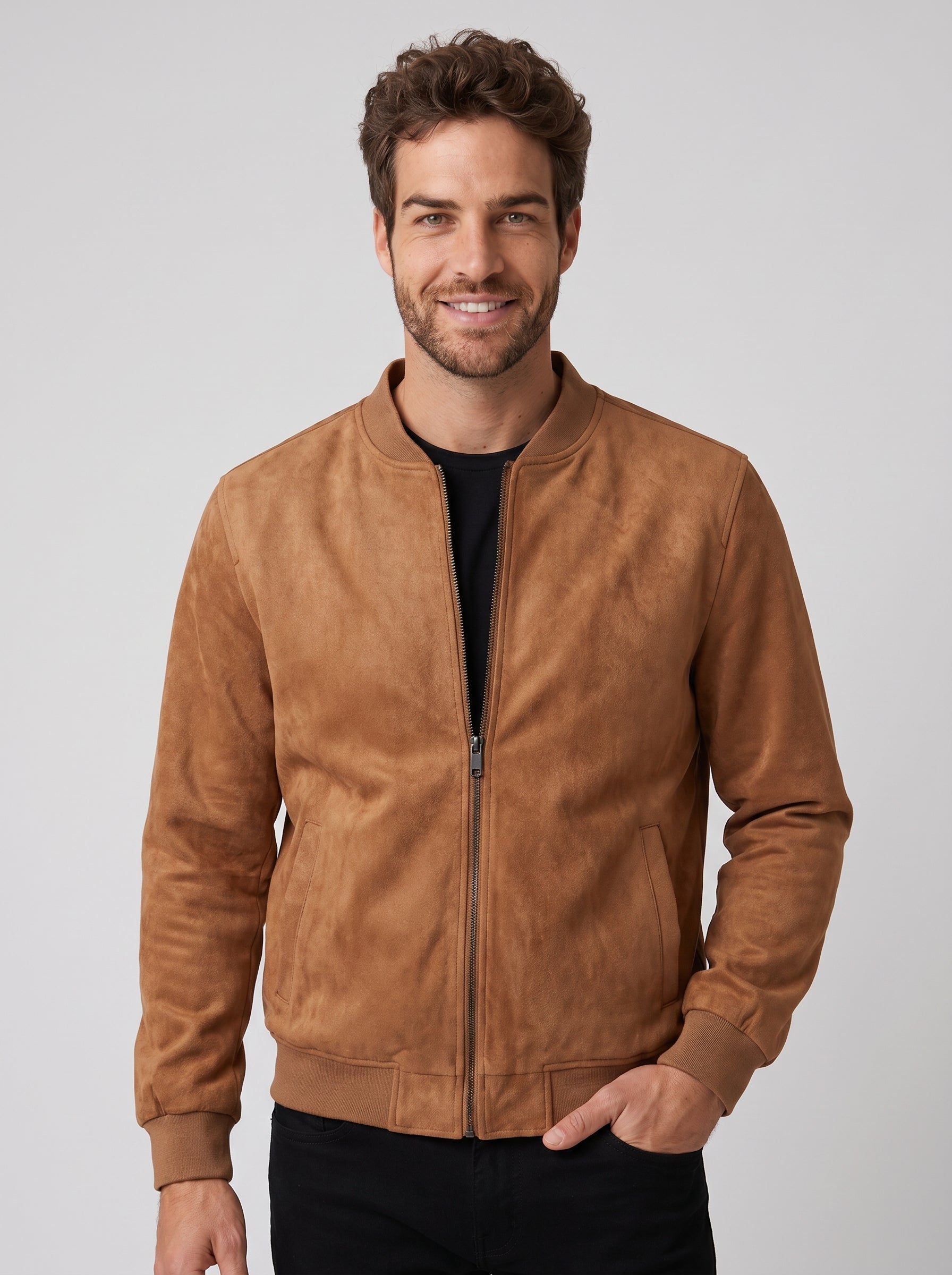 JAQUETA BOMBER SUEDE CARAMELO ZIGMA