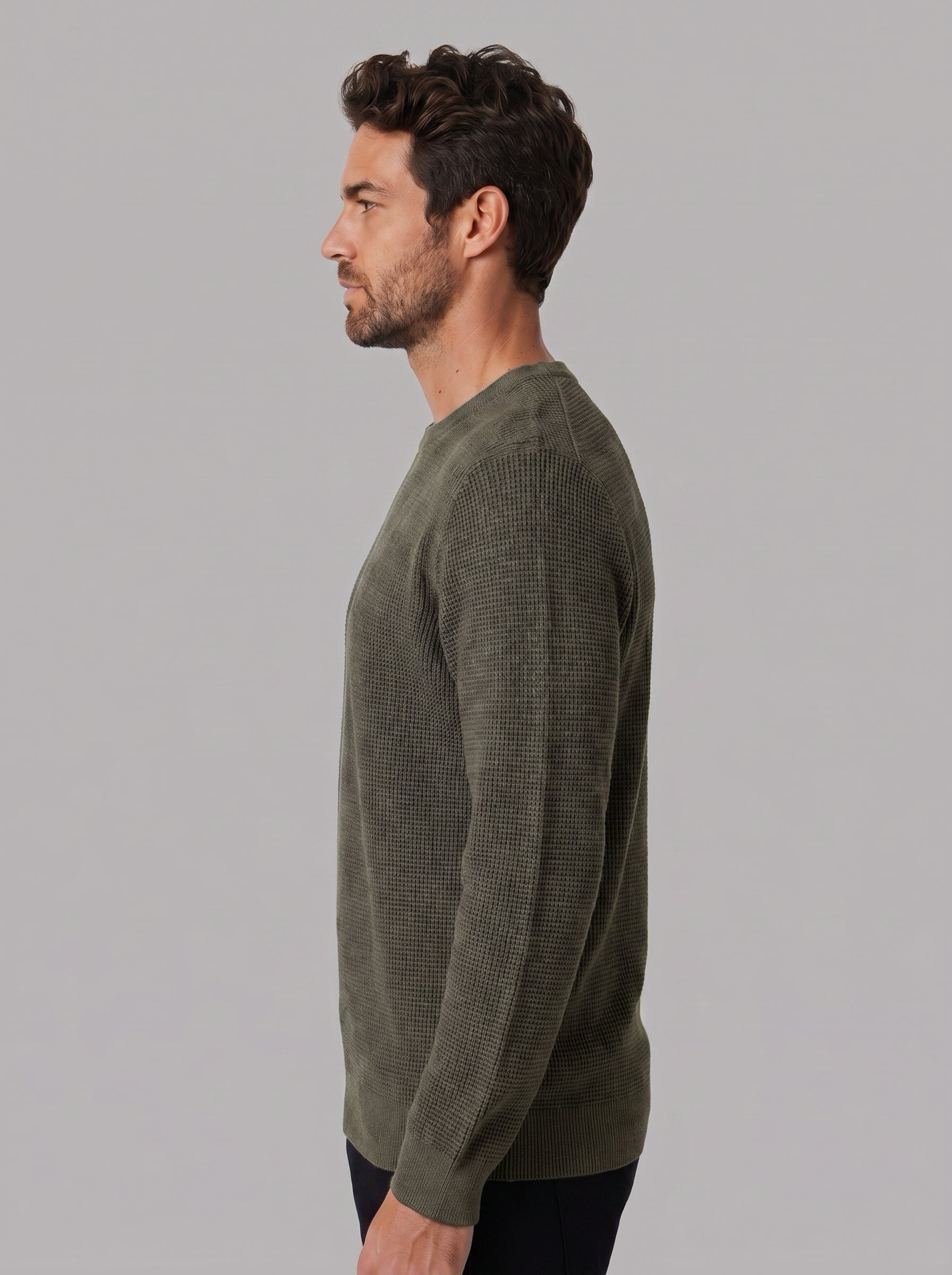 SUETER TRICOT WAFFLE VERDE MILITAR ZIGMA