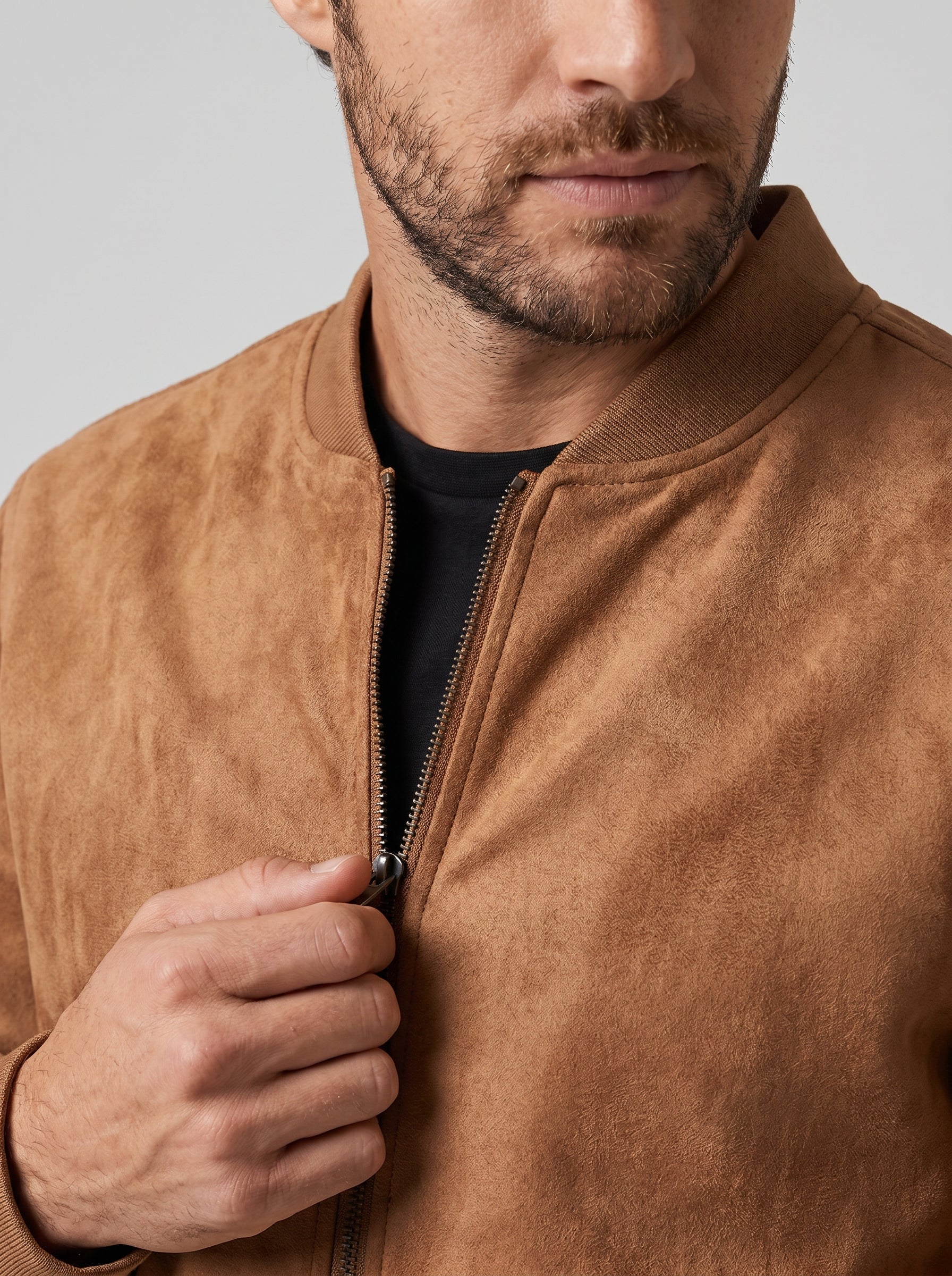 JAQUETA BOMBER SUEDE CARAMELO ZIGMA