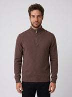 SUETER TRICOT QUARTER ZIP MARROM ZIGMA