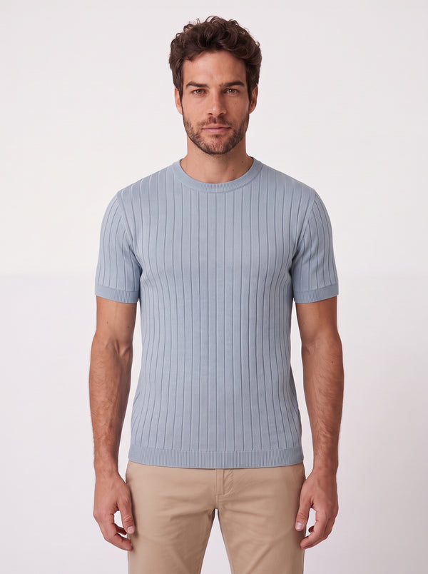 CAMISETA VERONA TRICO CANELADO AZUL CLARO ZIGMA