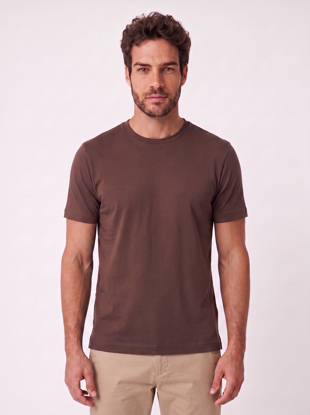 CAMISETA GIZA DUPLO ALGODAO EGIPCIO MARROM ZIGMA