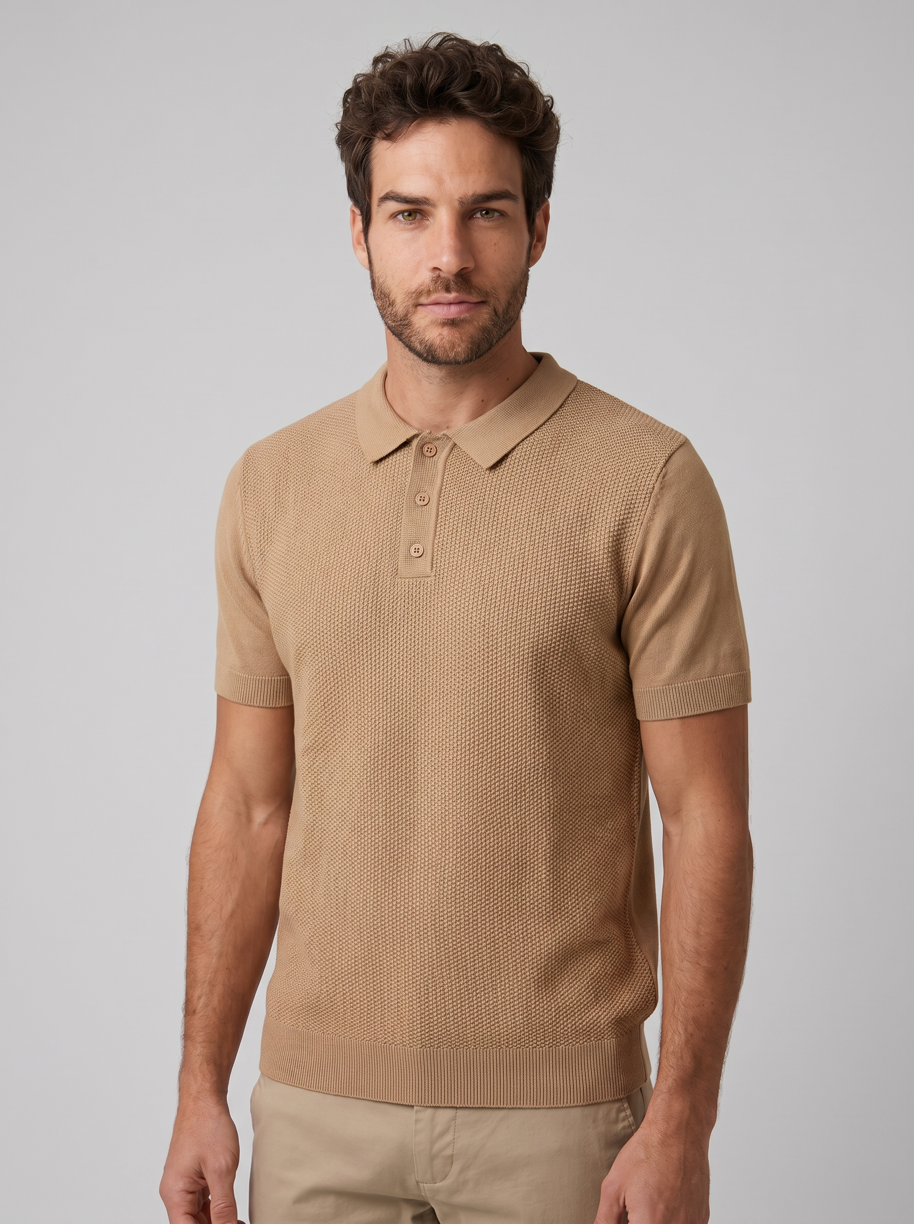 POLO TRICÔ TEXTURIZADA AREIA ZIGMA