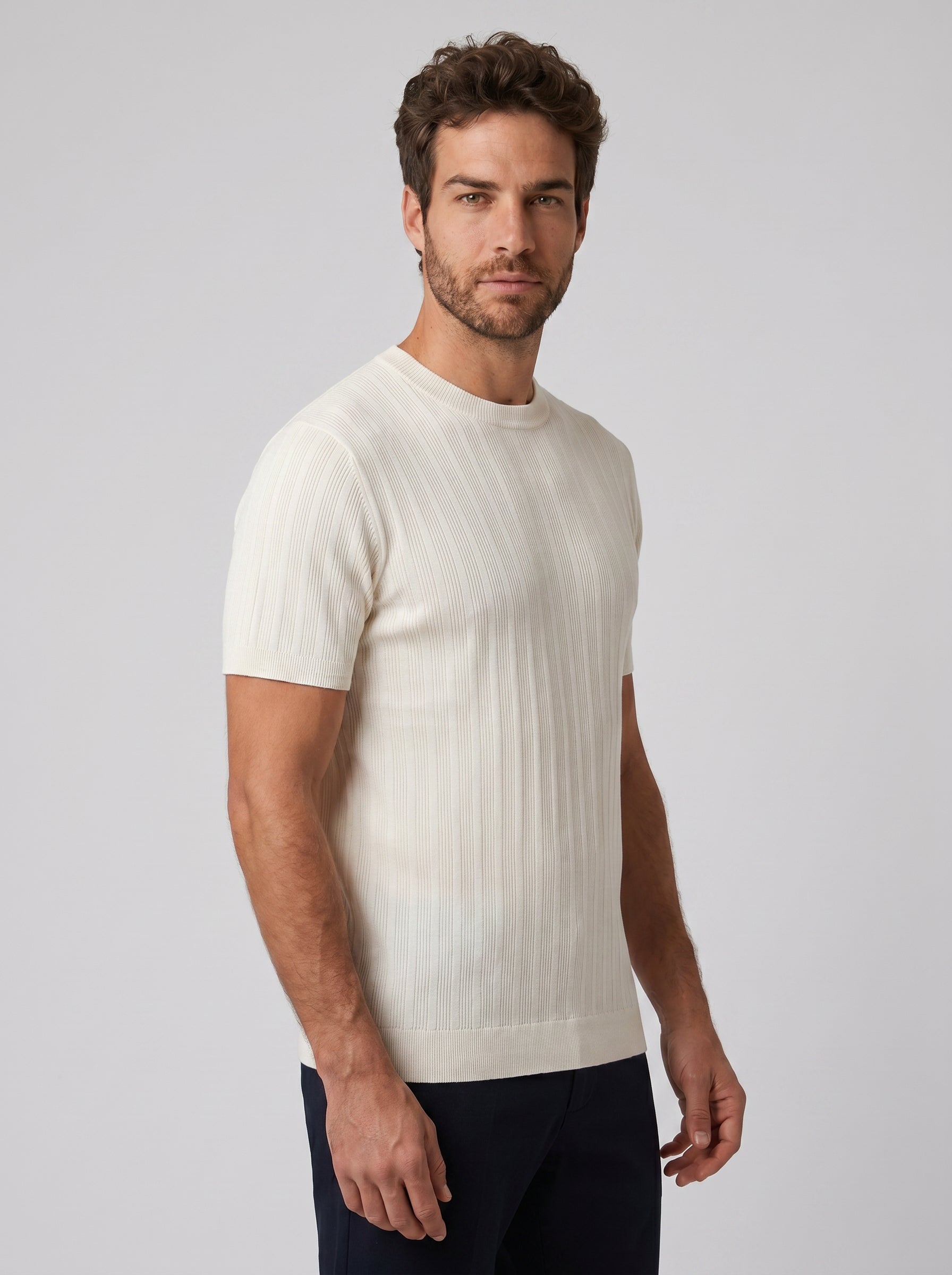 CAMISETA SLIM TRICOT PORTOFINO CREME ZIGMA