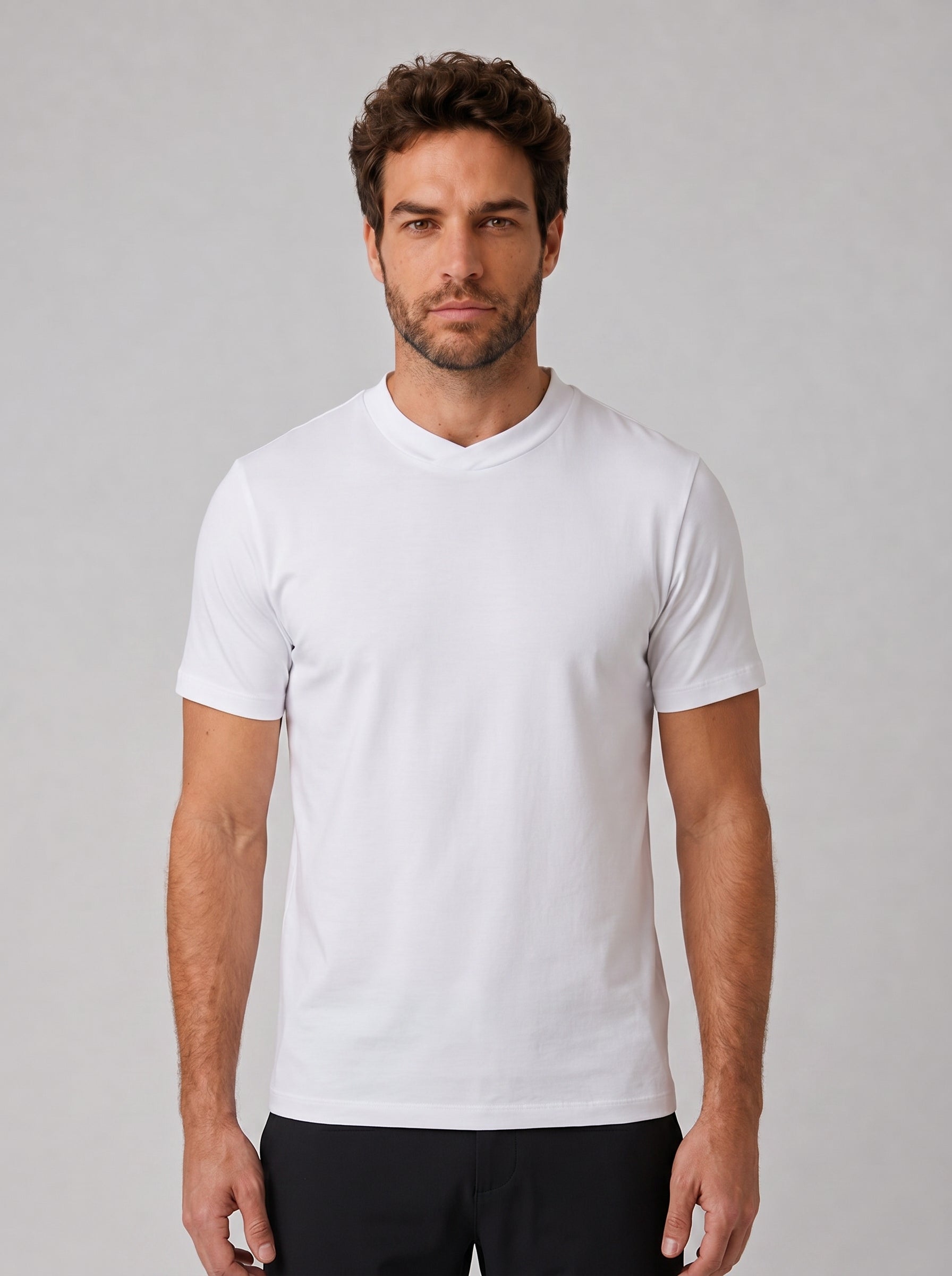 CAMISETA SUEDINE GOLA CRUZADA BRANCA ZIGMA