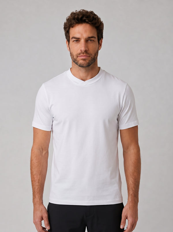 CAMISETA SUEDINE GOLA CRUZADA BRANCA ZIGMA