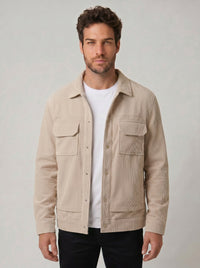 JAQUETA OVERSHIRT COTELÊ BEGE ZIGMA
