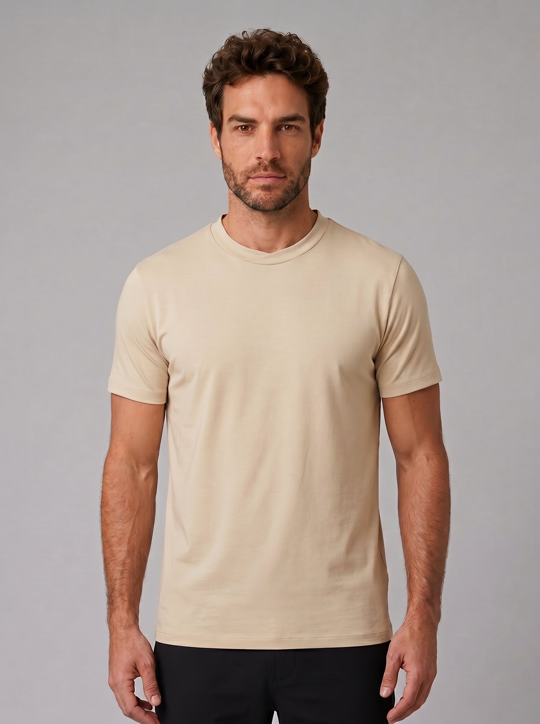CAMISETA SUEDINE GOLA CRUZADA AREIA ZIGMA