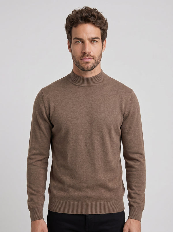 TRICOT GOLA ALTA ESSSENTIAL MARROM ZIGMA