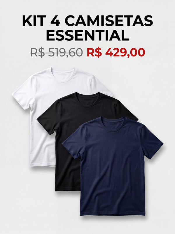 KIT 4 CAMISETAS ESSENTIAL