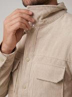 JAQUETA OVERSHIRT COTELÊ BEGE ZIGMA