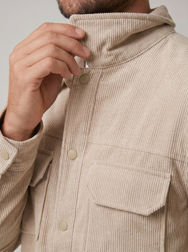 JAQUETA OVERSHIRT COTELÊ BEGE ZIGMA