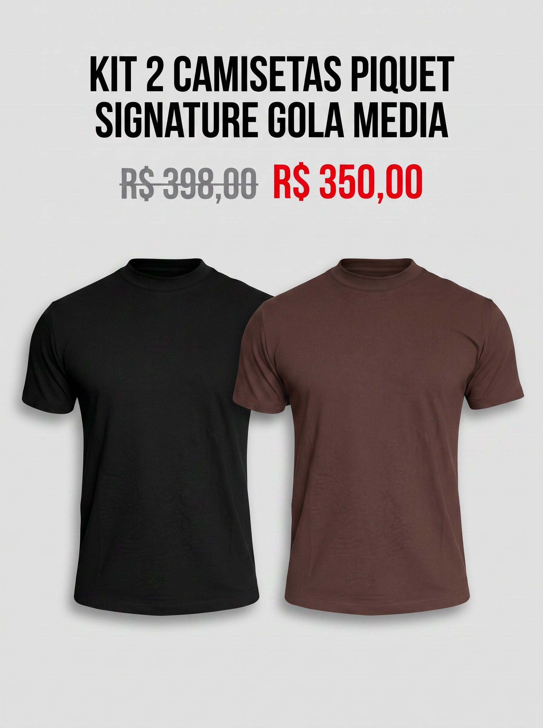 KIT 2 CAMISETAS PIQUET SIGNATURE GOLA MEDIA