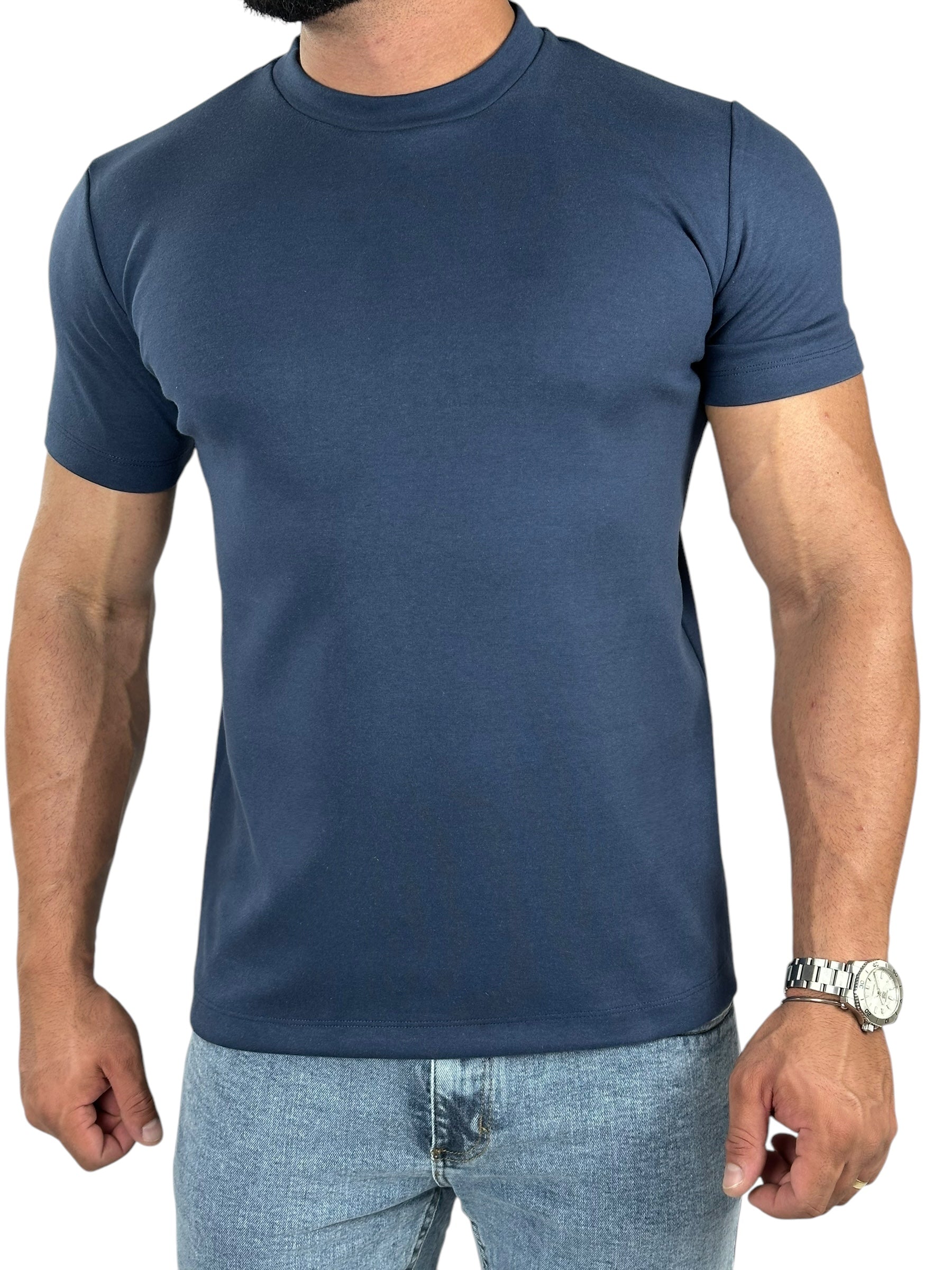 CAMISETA MALHAO GOLA MEDIA  AZUL MARINHO ZIGMA