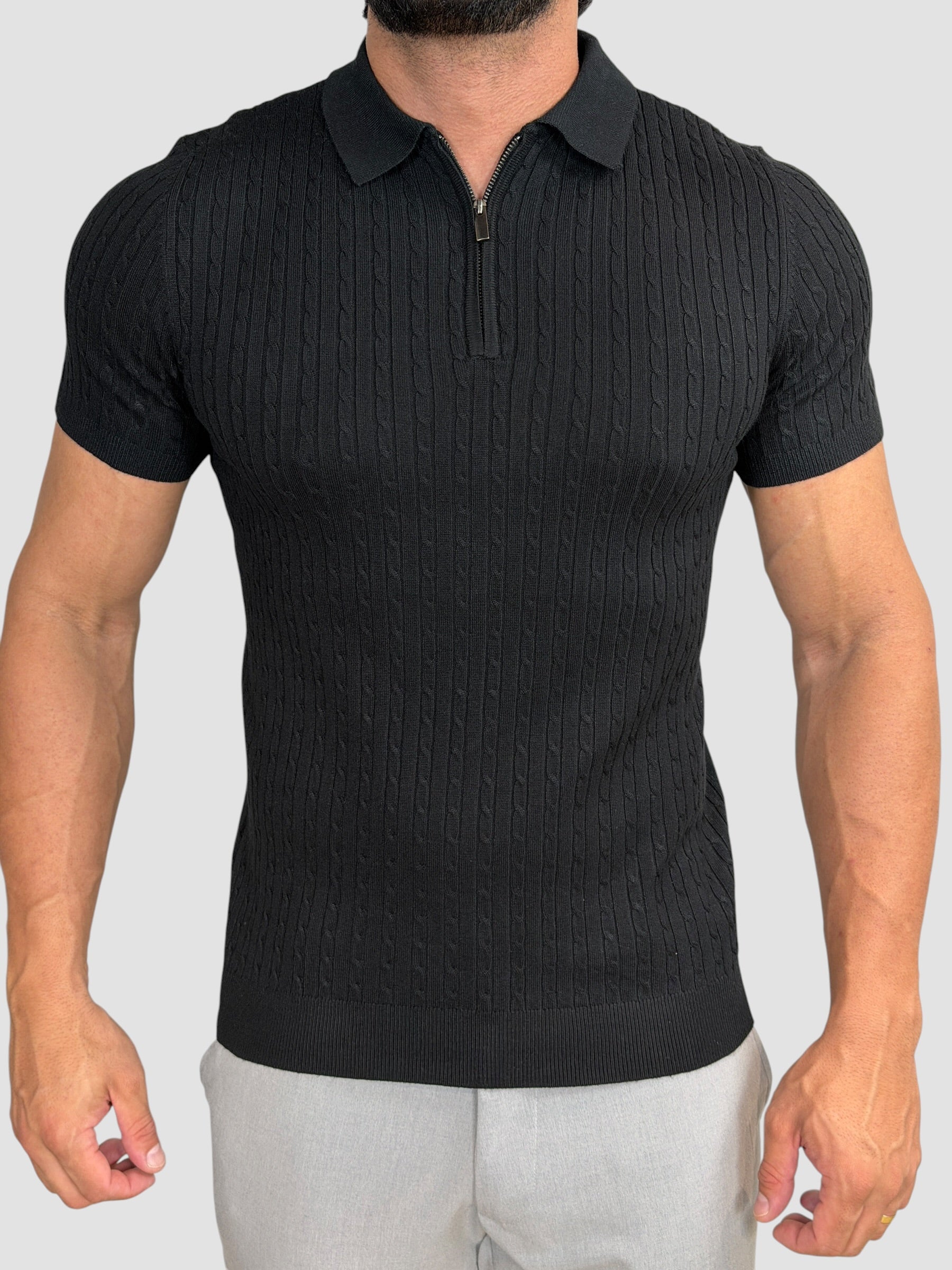 POLO TRICOT INTRECCIO PRETA ZIGMA
