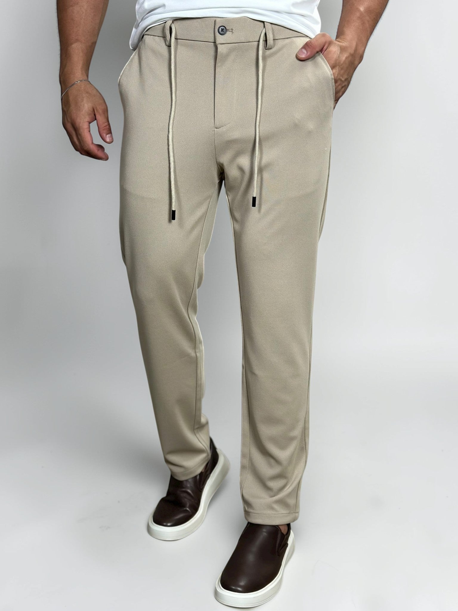 CALÇA ALF FIRENZE STRECH C/CADARÇO KHAKI ZIGMA
