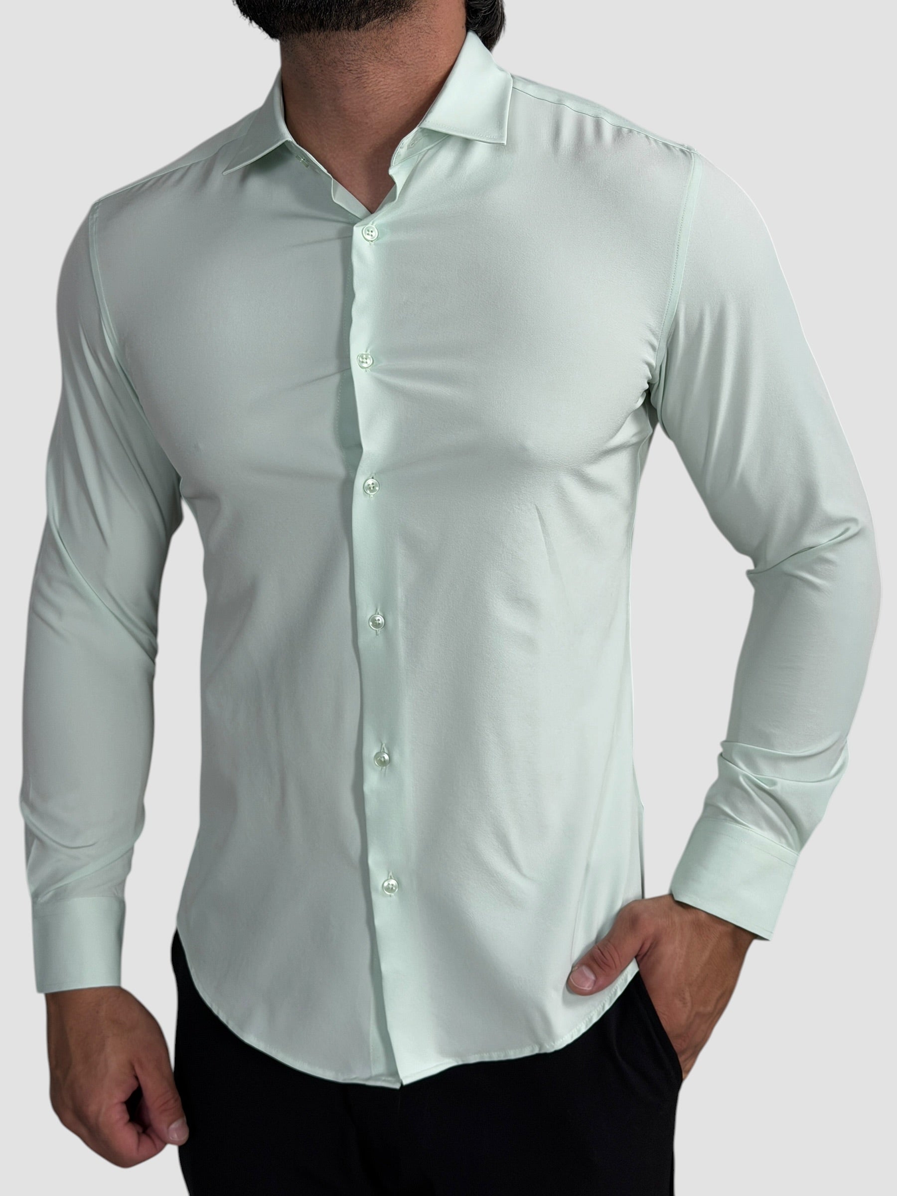 CAMISA M/L TECH SLIM FIT VERDE CLARO ZIGMA
