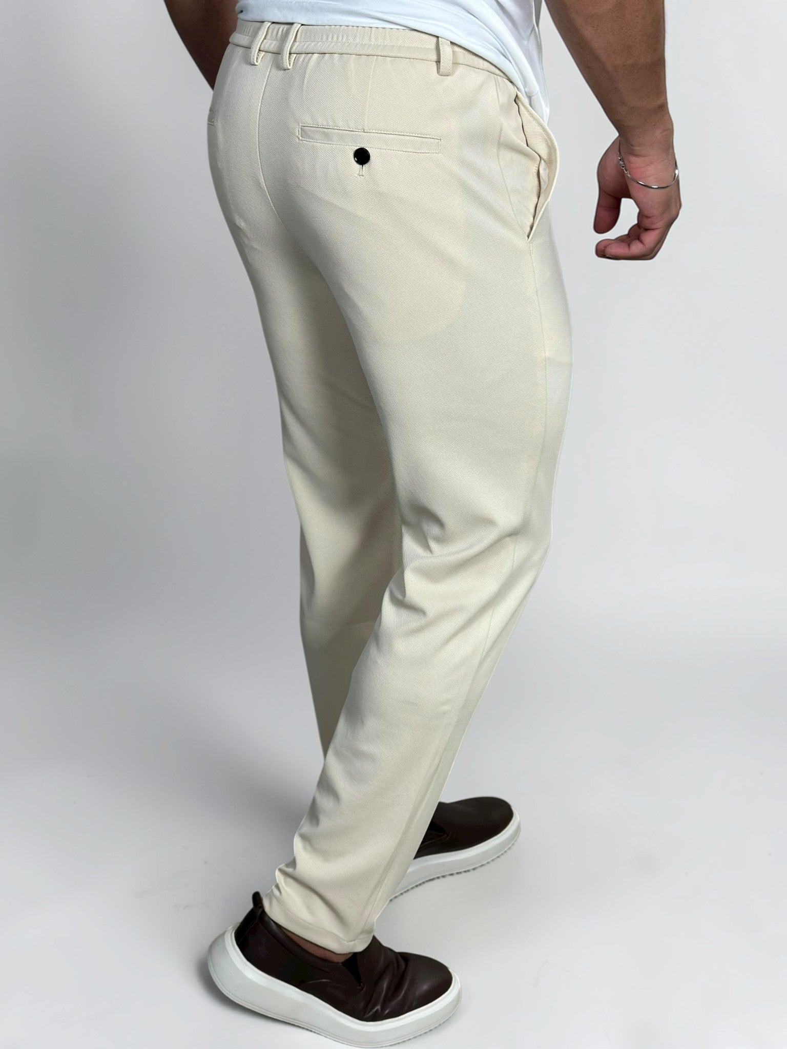 CALÇA ALF FIRENZE STRECH C/CADARÇO CREME ZIGMA