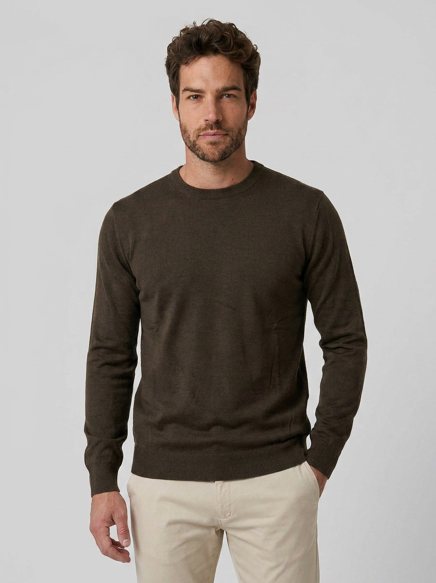 SUÉTER ESSENTIAL GOLA REDONDA MARROM ZIGMA
