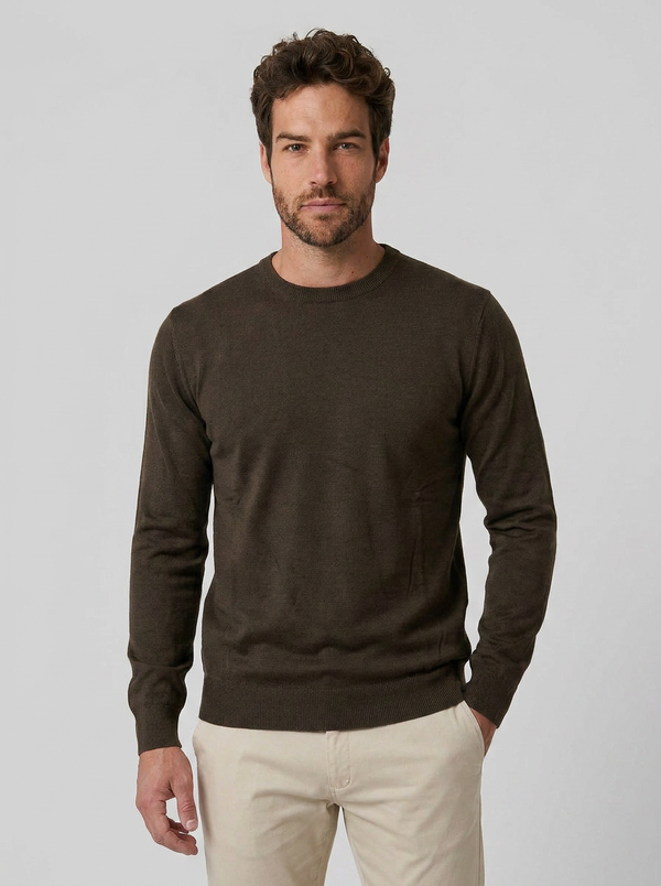 SUÉTER ESSENTIAL GOLA REDONDA MARROM ZIGMA