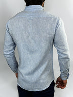 CAMISA M/L LINHO PREMIUM AZUL ZIGMA