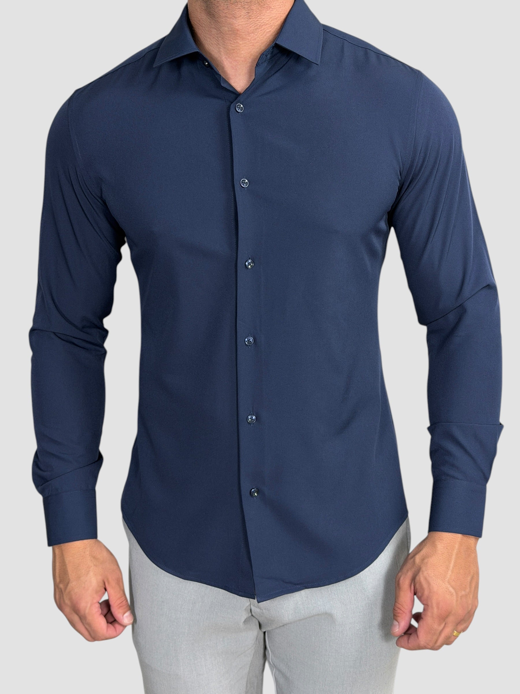 CAMISA M/L TECH SLIM FIT AZUL MARINHO ZIGMA