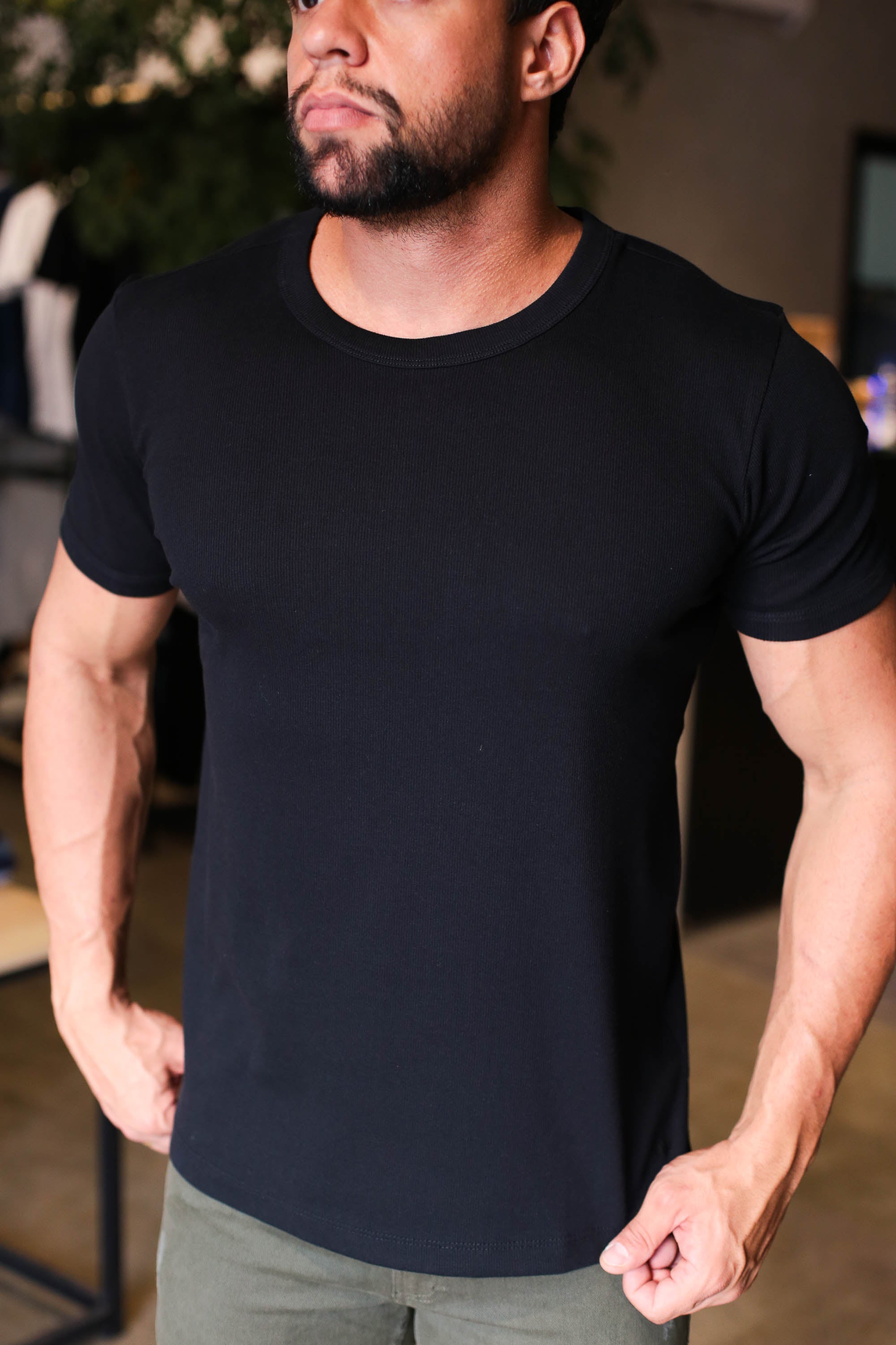 CAMISETA CANELADA ECO PRETA URBO