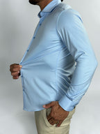 CAMISA SOCIAL M/L FIBRA DE BAMBU AZUL CEU ZIGMA