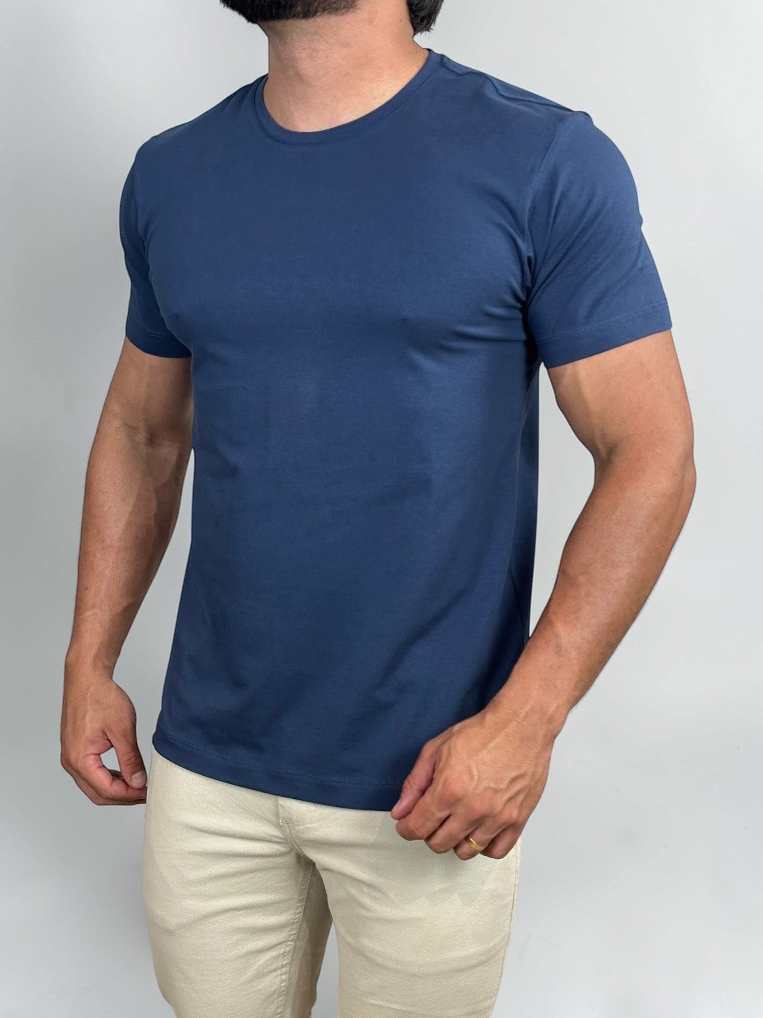 CAMISETA SMART ALGODAO EGIPCIO AZUL ZIGMA