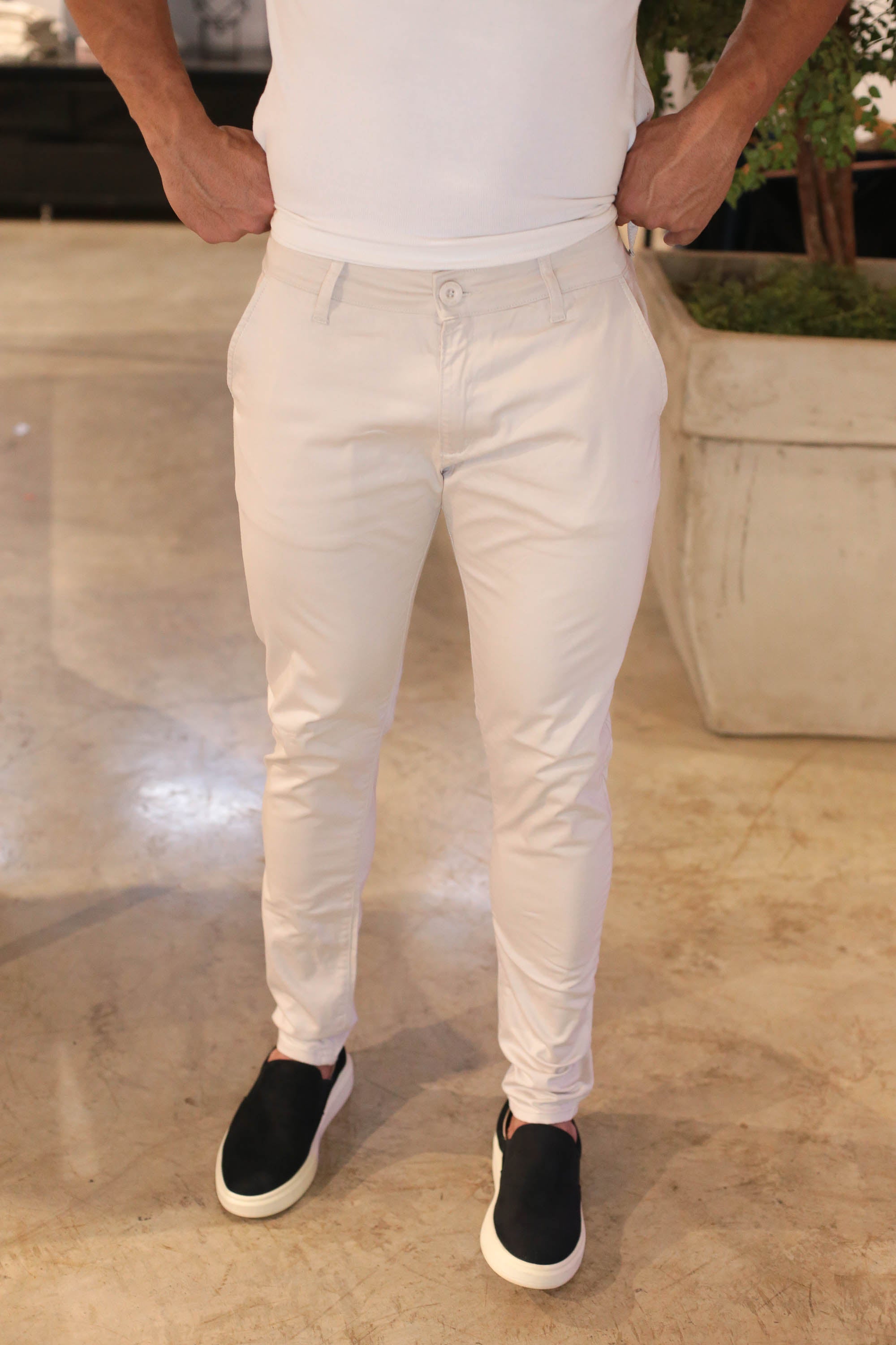 CALÇA ALF SKINNY AREIA ZIPOFF