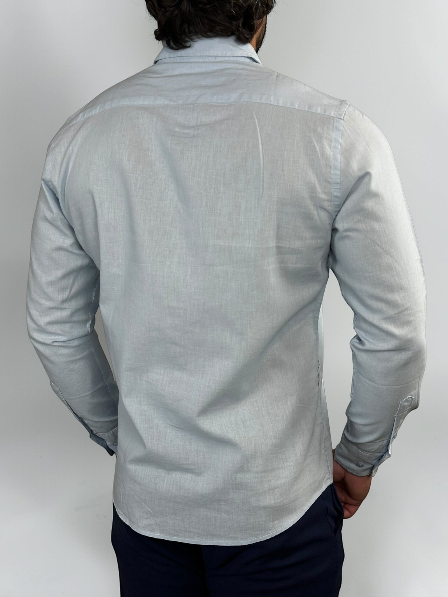 CAMISA M/L LINHO BLEND AZUL CLARO ZIGMA